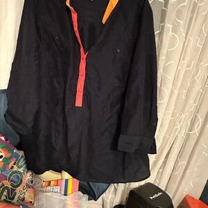 jcpenney Navy Tunic with Orange and pink  Accents